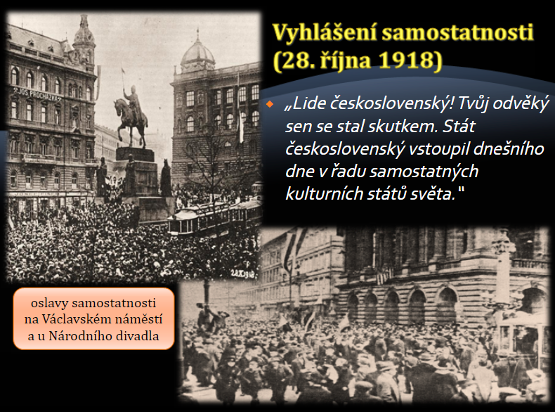 Vznik Československé republiky v 1918